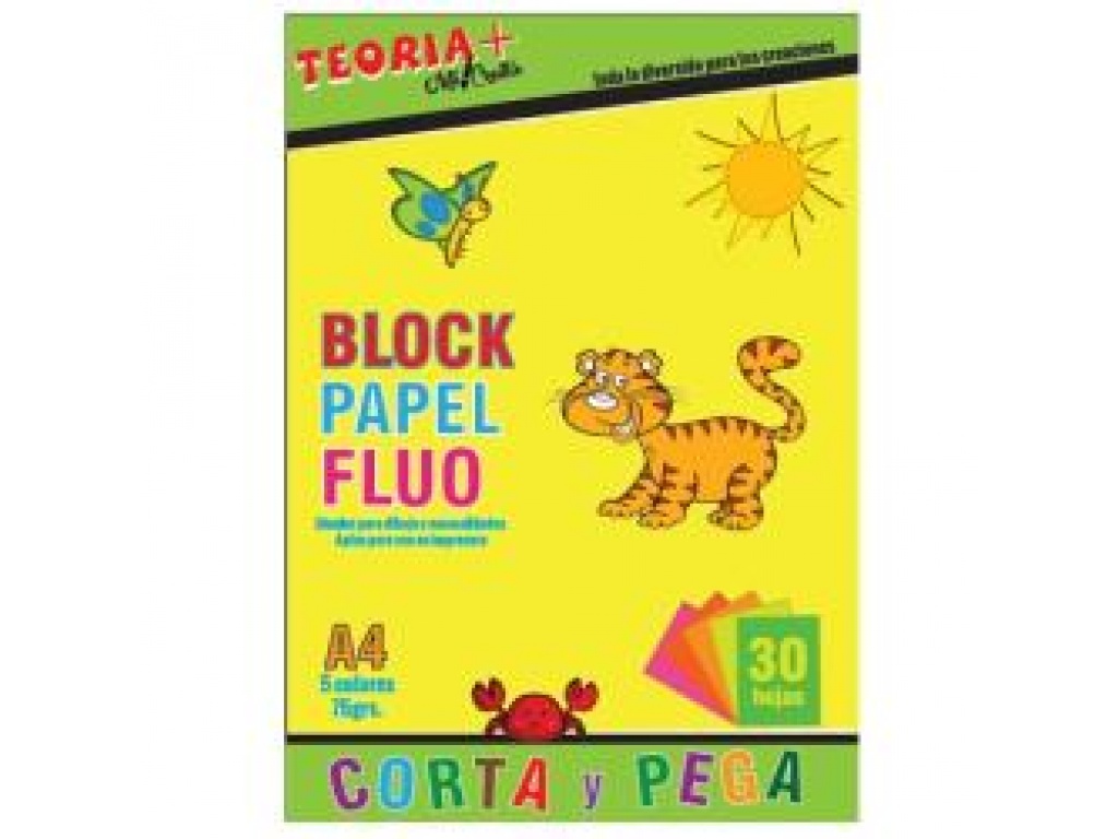 BLOCK PAPEL A4 FLUO X 5 COLORES