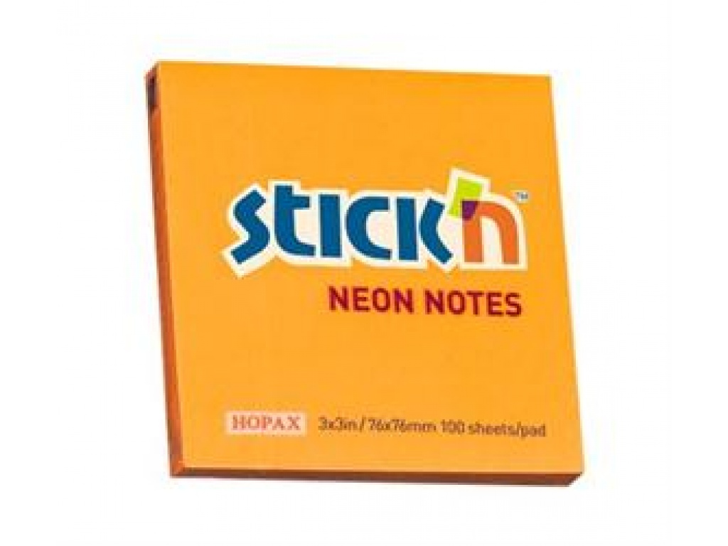 BLOCK NOTAS ADHESIVAS STICK`N 76X76MM FLO NARANJA