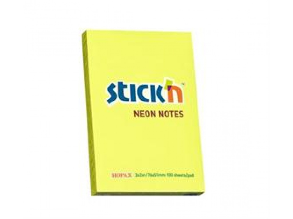BLOCK NOTAS ADHESIVAS STICK`N 76X51MM FLUO LIMN