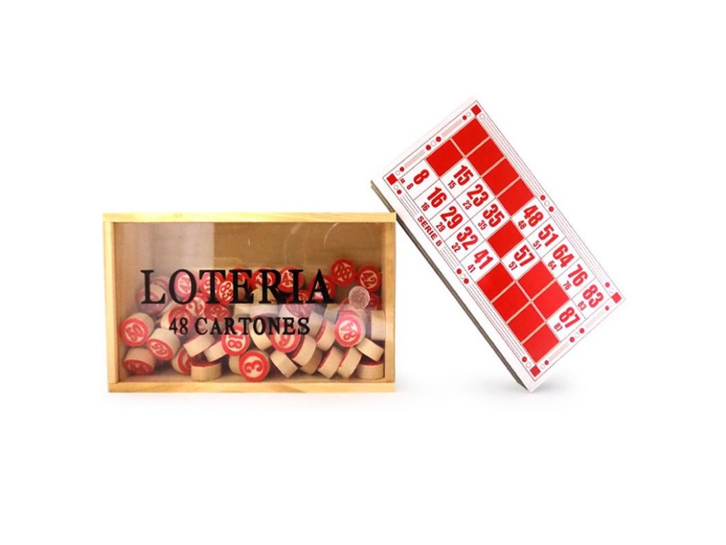 LOTERIA 48 CARTONES ECO FICHAS DE MADERA