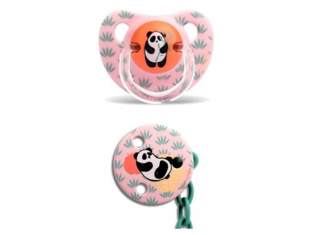 CHUPETE SUAVINEX ANAT SILIC + CLIP PANDA ROSA 6-18M