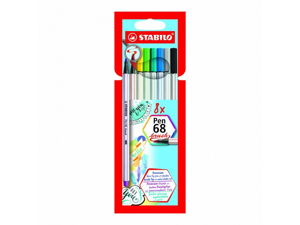 MARCADOR STABILO PEN 68 BRUSH PINCEL X 8