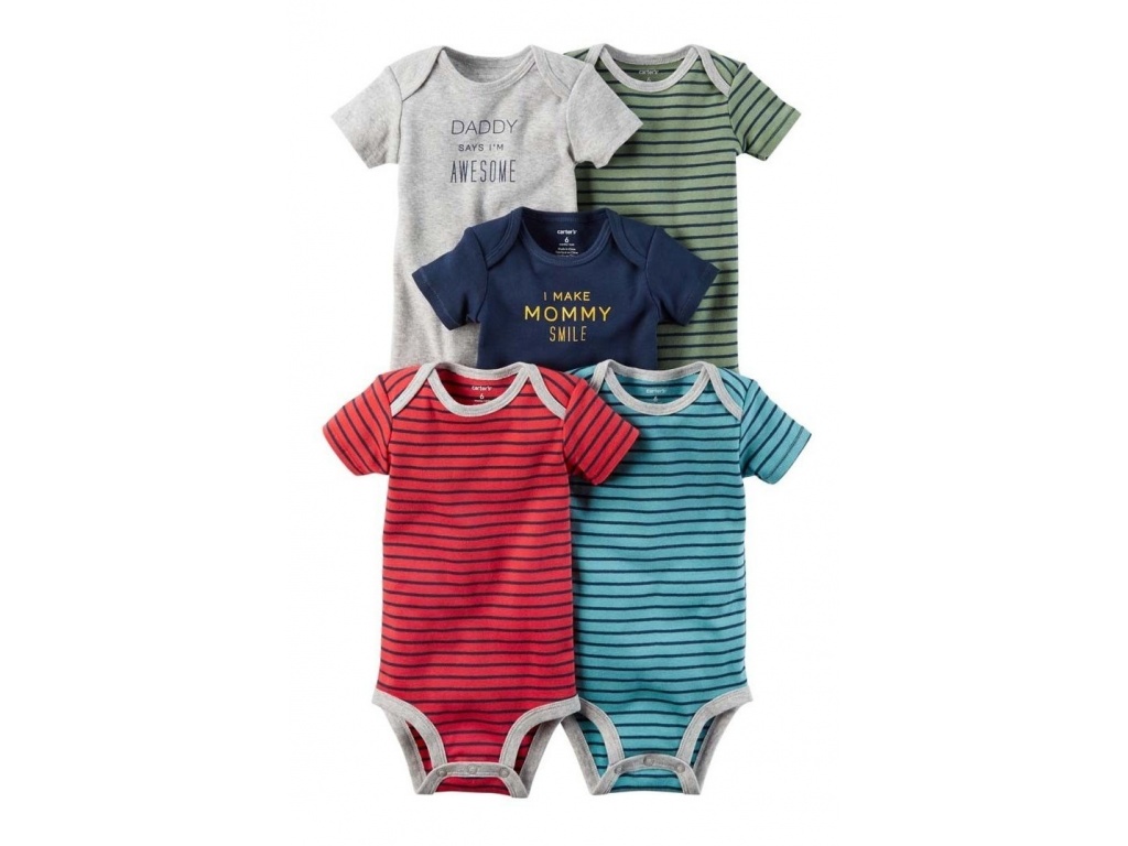 PACK X5 BODYS CARTERS RAYAS Y LISOS 9M
