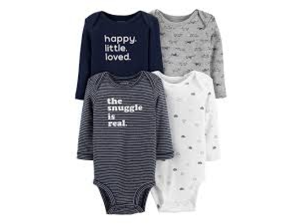 PACK X4 BODYS CARTERS ALGODON DISEOS VARIOS 6M