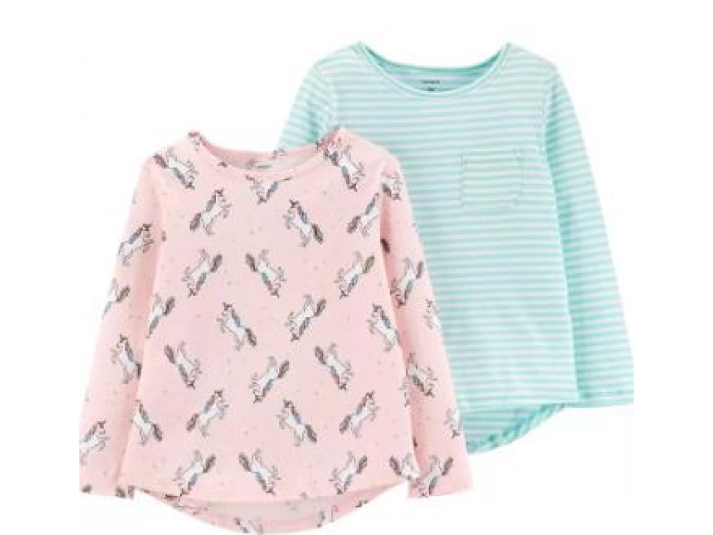 REMERAS CARTERS ALGODON PACK X2 DINO ROSA