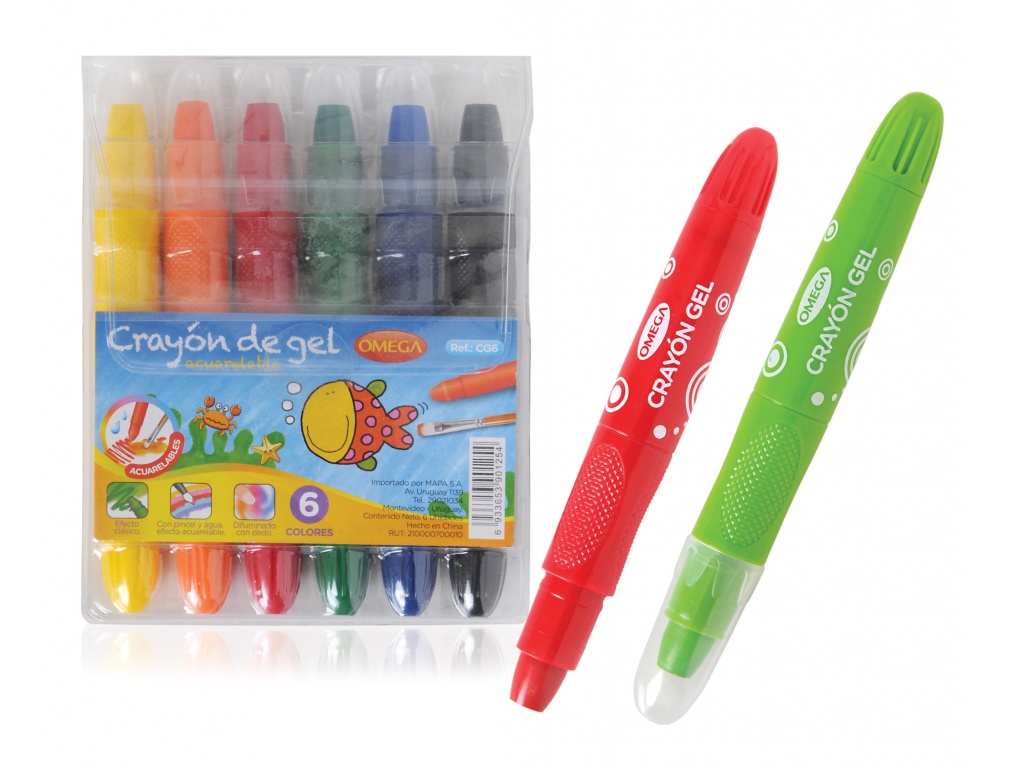 CRAYONES DE GEL OMEGA 6 COLORES