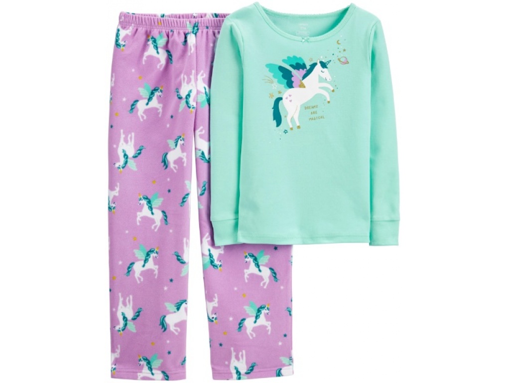 PIJAMA 2 PIEZAS UNICORNIO ALGODON Y MICROPOLAR NIA CARTERS 7T