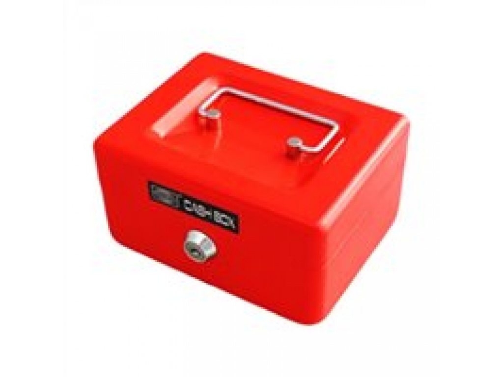 CAJA FUERTE METALICA CON LLAVE 15 X 12 ROJA