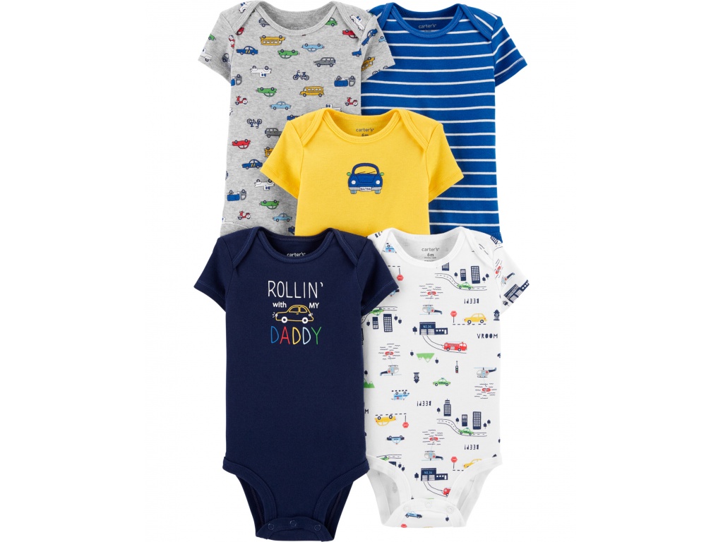 CARTERS PACK 5 BODIES ESTAMPADOS 3M