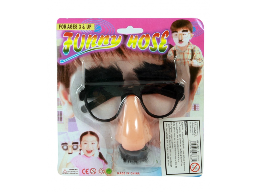 LENTES PLASTICO CON NARIZ CEJAS