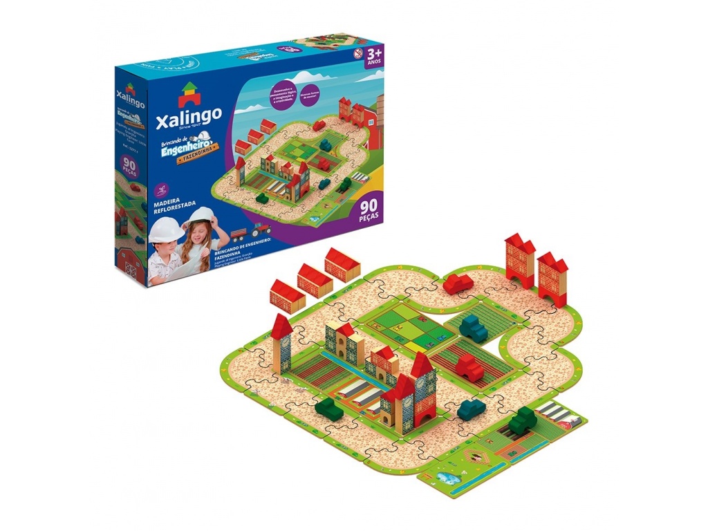 BLOQUES MADERA + PUZZLE GRANJA XALINGO