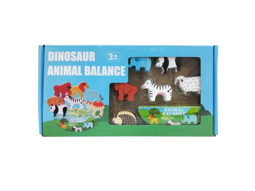 ANIMALES MADERA X8 CON BALANCIN CAJA