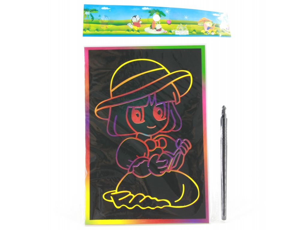 POSTER NEGRO PARA RASPAR X 4 DIBUJOS