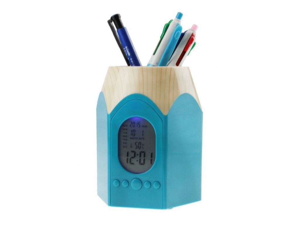 PORTALAPICES PLASTICO CON RELOJ