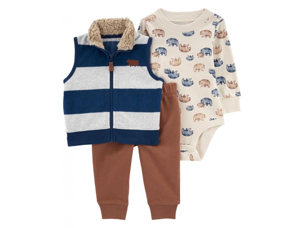 SET 3 PC CHALECO CUELLO CORDERITO PANTALON Y BODY ML CARTERS 12M