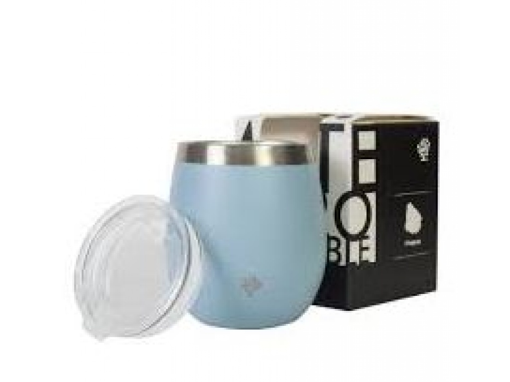 MATE ACERO INOX CON TAPA CELESTE TERRANO