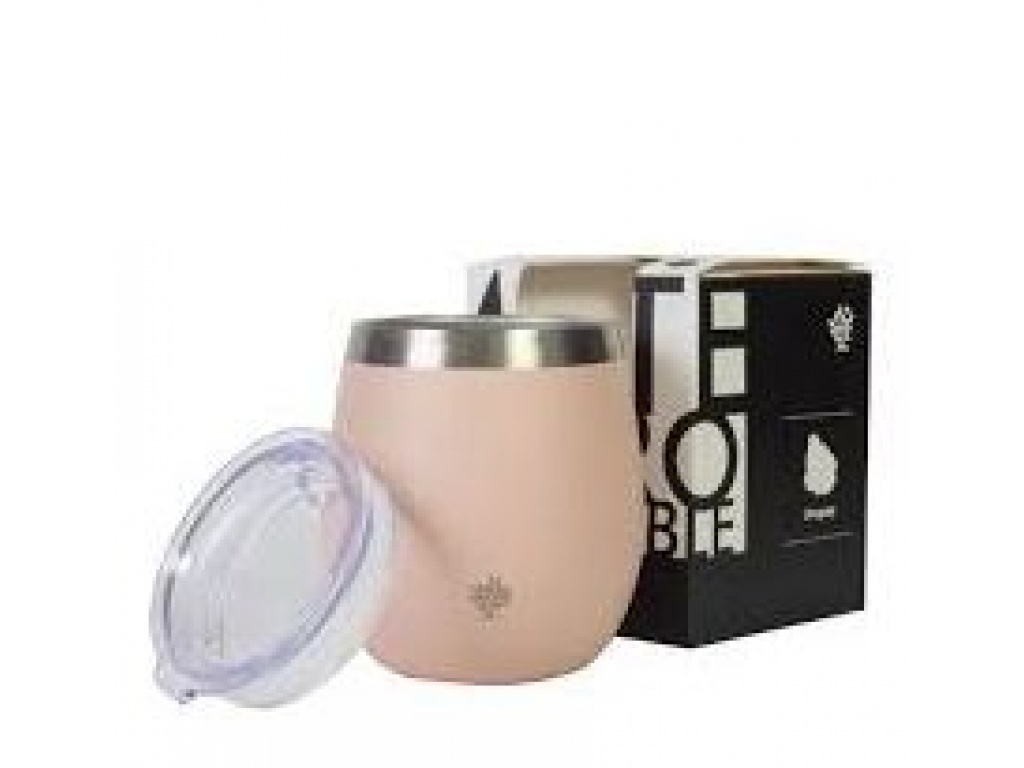 MATE ACERO INOX CON TAPA ROSA TERRANO