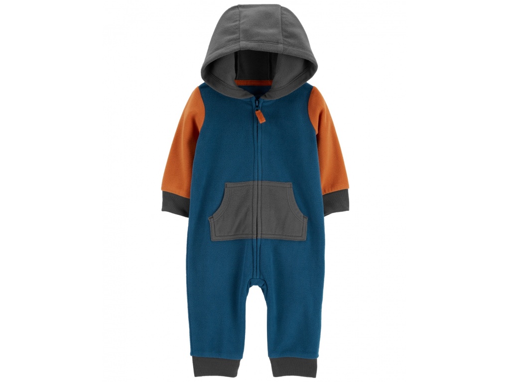 MAMELUCO MICROPOLAR CAPUCHA Y BOLSILLOS BLOQUE COLORES CARTERS 12M