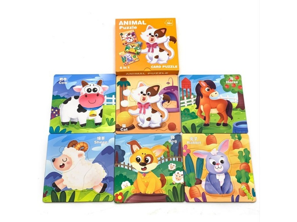 PUZZLE CARTON X 6 ANIMALES 20 PZA
