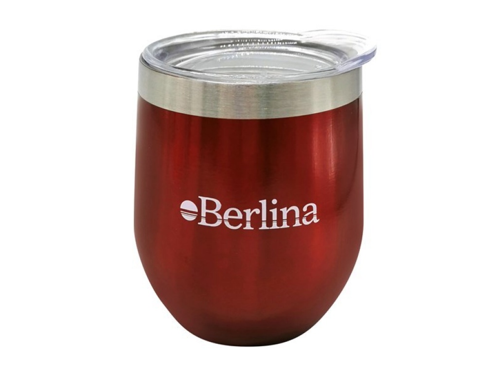 MATE BERLINA 220ML CON TAPA BRILLO ROJO