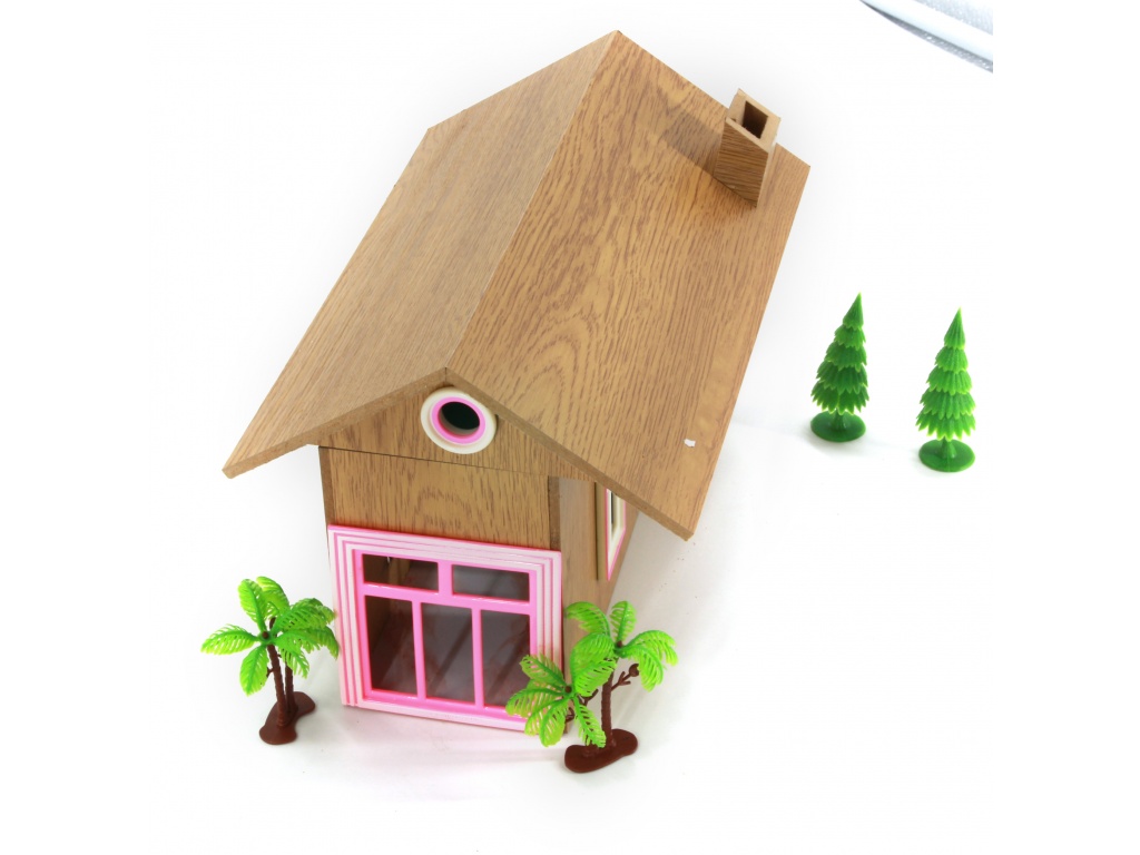 CASA PARA MUECA MADERA CON LUZ ACCES