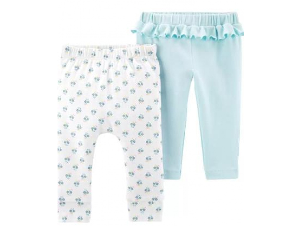 PANTALONES CARTERS ALGODON PACK X2 CELESTE 3M