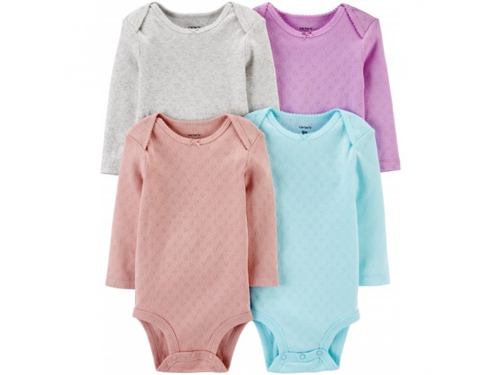 BODY MANGA LARGA BEBE CARTERS PACK DE 4 NB