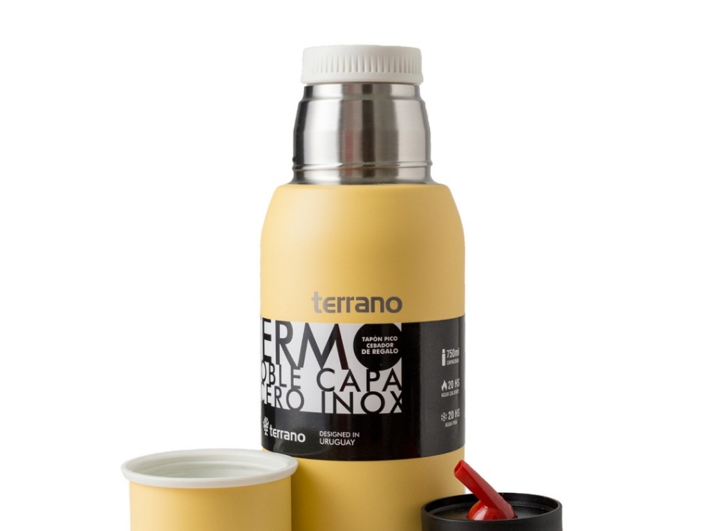 TERMO TERRANO 750ML DOBLE TAPON AMARILLO PASTEL