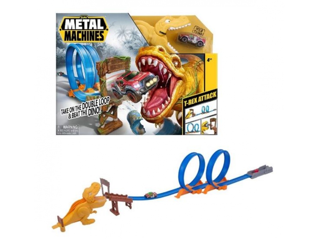 AUTO METAL MACHINES PISTA T-REX ATTACK CON VEHICULO