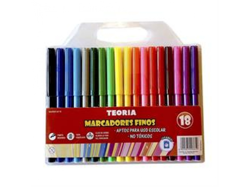 MARCADOR TEORIA FINOS X 18 COLORES