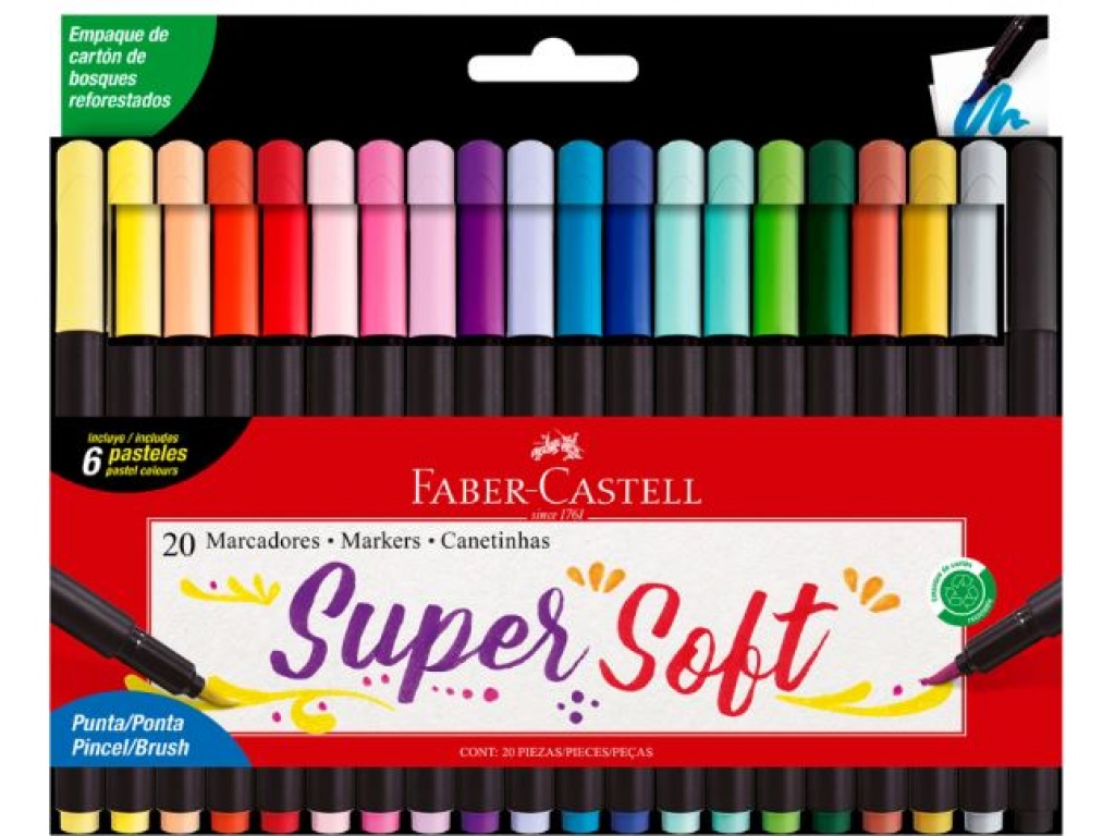 MARCADORES SUPERSOFT PUNTA PINCEL X 20 FABER CASTELL