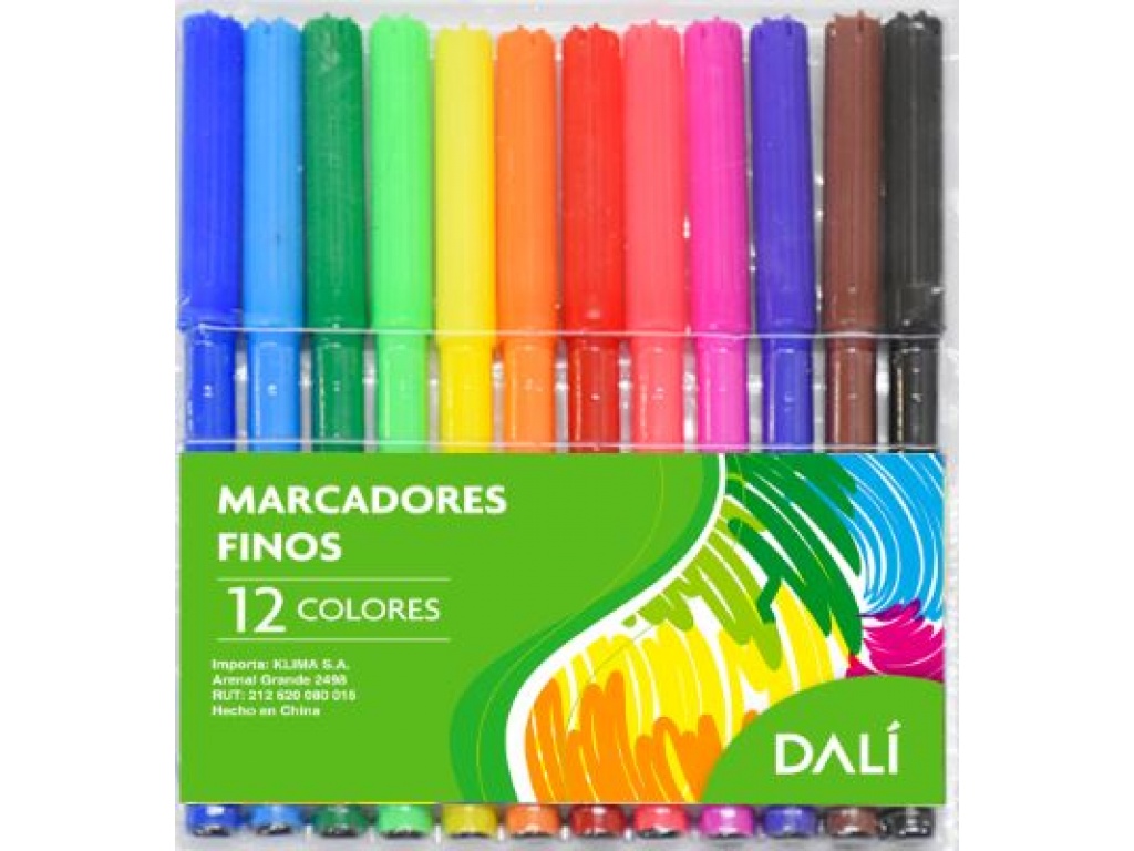 MARCADORES FINOS X 12 COLORES DALI