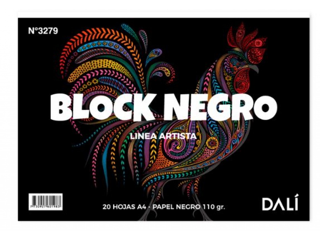 BLOCK ARTISTICO NEGRO A4 DALI 20 HOJAS