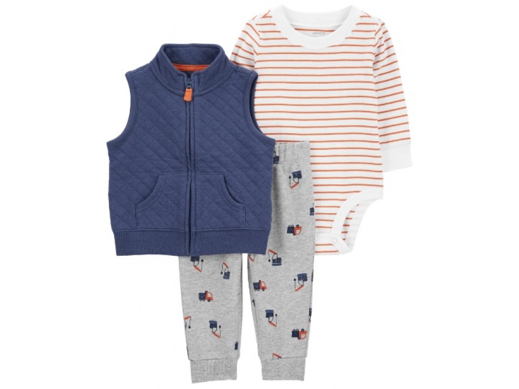 SET 3PC CHALECO CAPITONEADO PANT Y BODY ALGODON CARTERS 12M