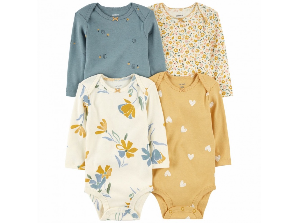 SET DE 4 BODIES ML DE ALGODON DIF ESTAMPADOS CARTERS 12M