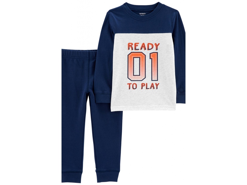 REMERA ML READY Y PANTALON DE ALGODON 18M CARTERS