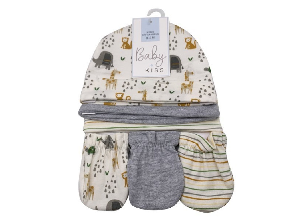 GORRO PARA BEBE CON MITONES X3 CL 1642