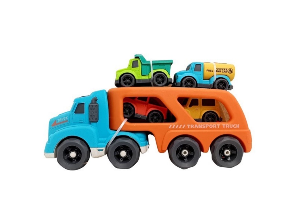 CAMION CON 4 AUTOS FIBRA NATURAL CAJA 0558