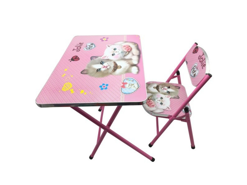 MESA Y SILLA PLEGABLE PARA NIO ROSADO